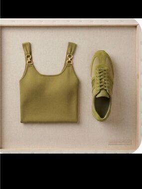 Olive Green Women's Casual Sneaker and Top